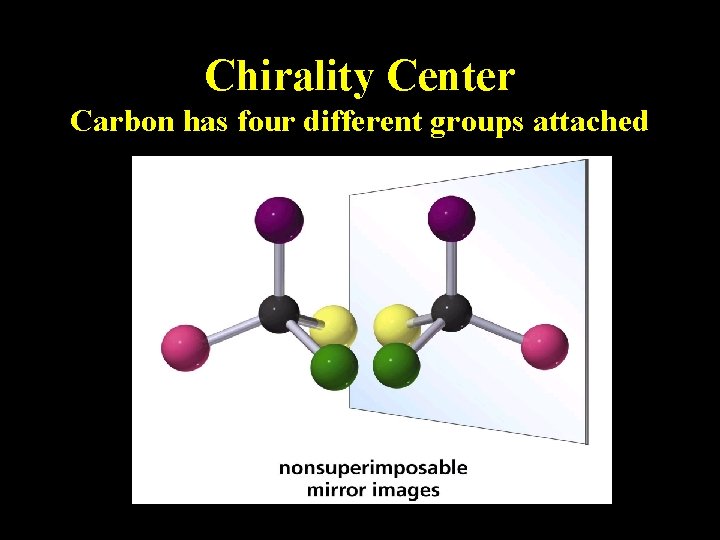 Chirality Center Carbon has four different groups attached Chirality Center Carbon has four different groups attached