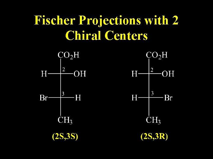 Fischer Projections with 2 Chiral Centers Fischer Projections with 2 Chiral Centers