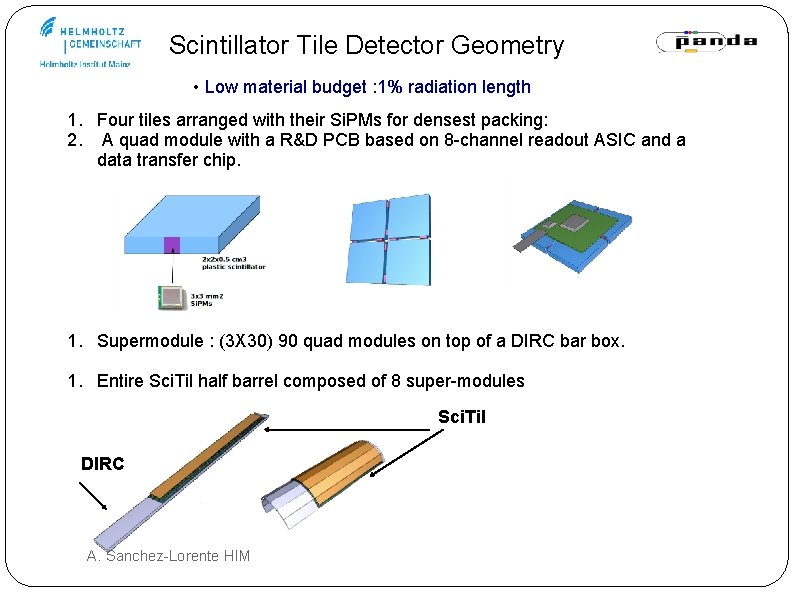 Scintillator Tile Detector Geometry • Low material budget : 1% radiation length 1. Four