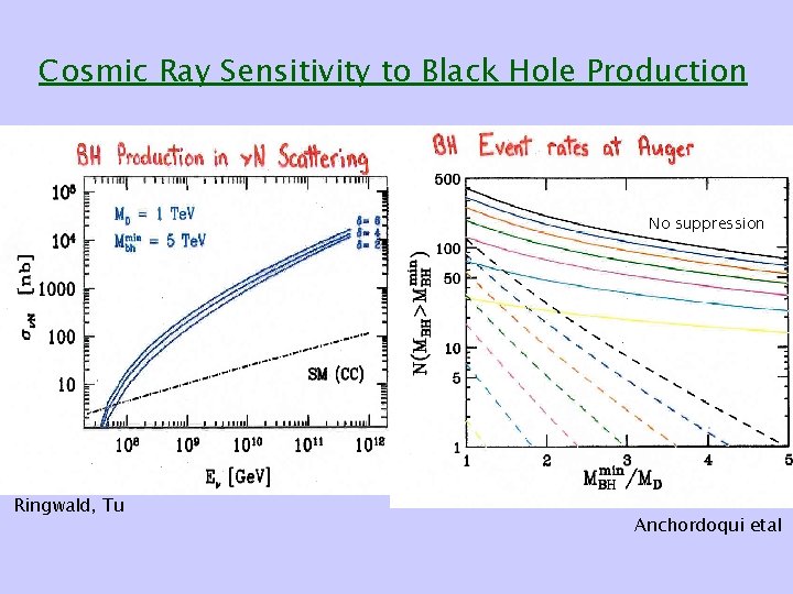 Cosmic Ray Sensitivity to Black Hole Production No suppression Ringwald, Tu Anchordoqui etal Cosmic Ray Sensitivity to Black Hole Production No suppression Ringwald, Tu Anchordoqui etal