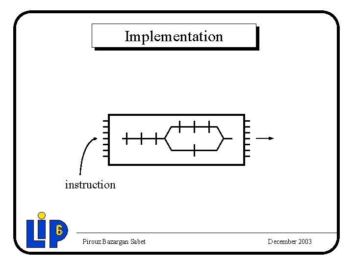 Implementation instruction Pirouz Bazargan Sabet December 2003 
