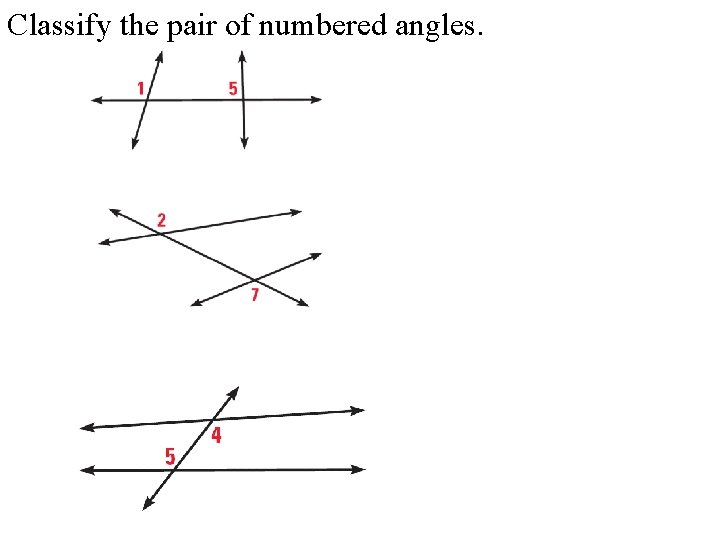 Classify the pair of numbered angles. 