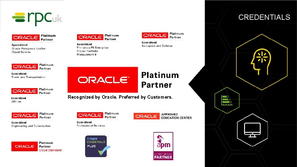 CREDENTIALS Recognized by Oracle. Preferred by Customers. 