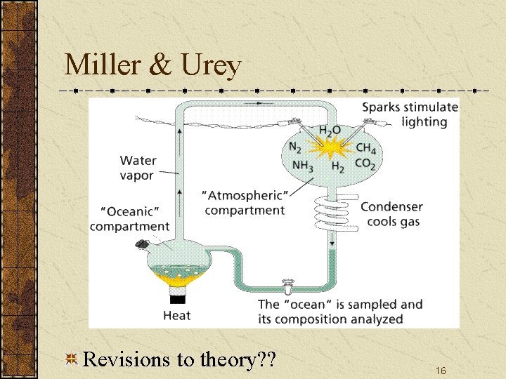 Miller & Urey Revisions to theory? ? 16 