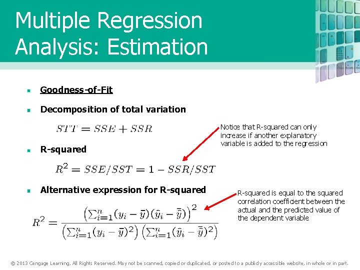 Multiple Regression Analysis: Estimation Goodness-of-Fit Decomposition of total variation R-squared Alternative expression for R-squared