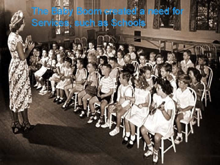 The Baby Boom created a need for Services, such as Schools 