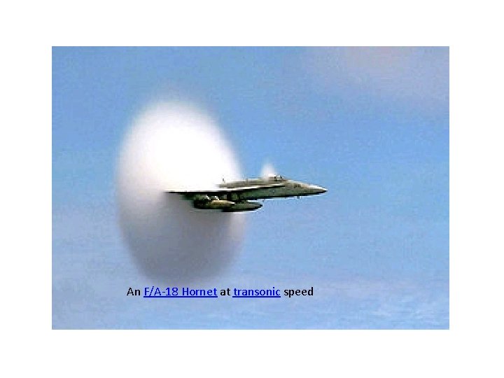 An F/A-18 Hornet at transonic speed An F/A-18 Hornet at transonic speed