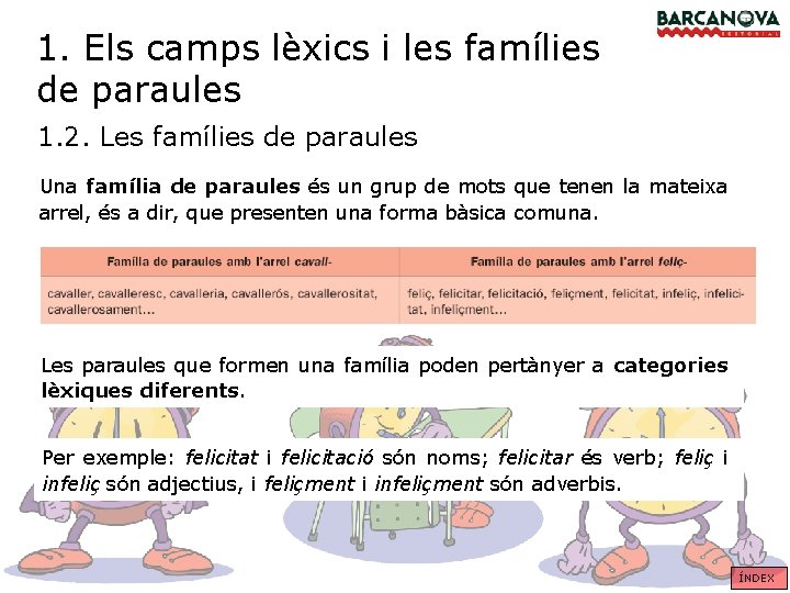 1. Els camps lèxics i les famílies de paraules 1. 2. Les famílies de