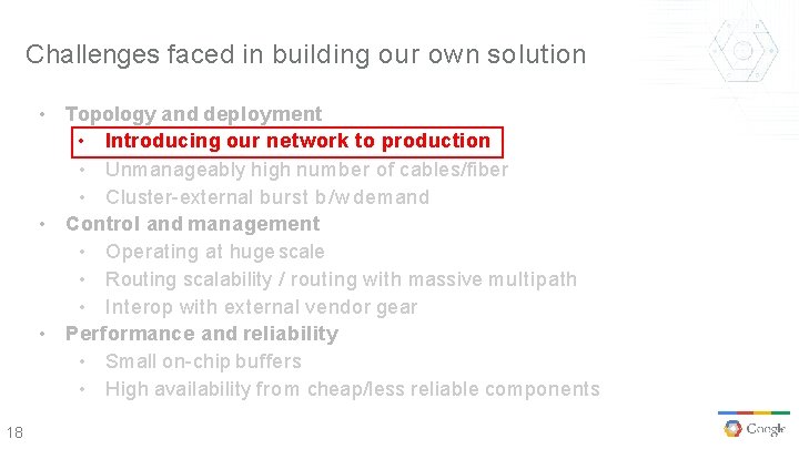 Challenges faced in building our own solution • Topology and deployment • Introducing our