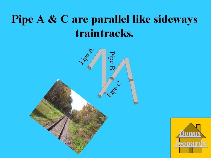 C pe Pi Pipe B A Pipe A & C are parallel like sideways