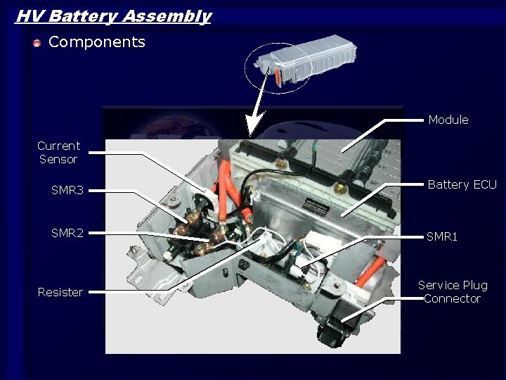 HV Battery Assembly Components Module Current Sensor SMR 3 SMR 2 Resister 3 Battery