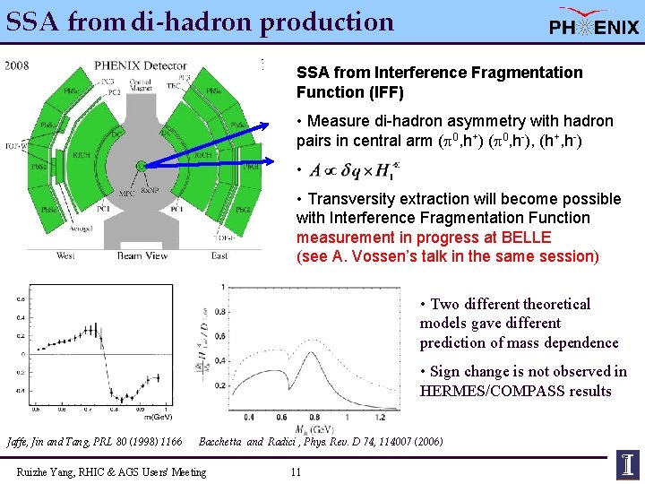 SSA from di-hadron production SSA from Interference Fragmentation Function (IFF) • Measure di-hadron asymmetry