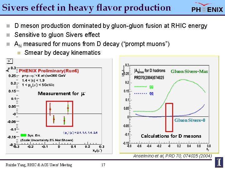 Sivers effect in heavy flavor production n D meson production dominated by gluon-gluon fusion