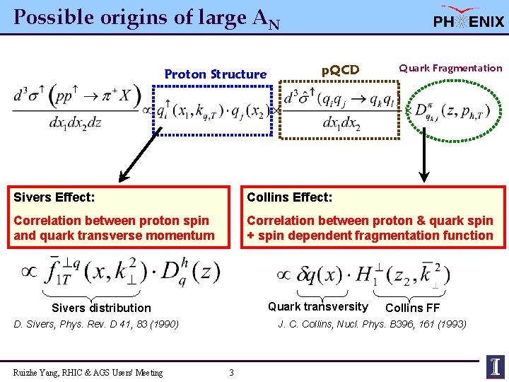 Possible origins of large AN Proton Structure p. QCD Quark Fragmentation Sivers Effect: Collins