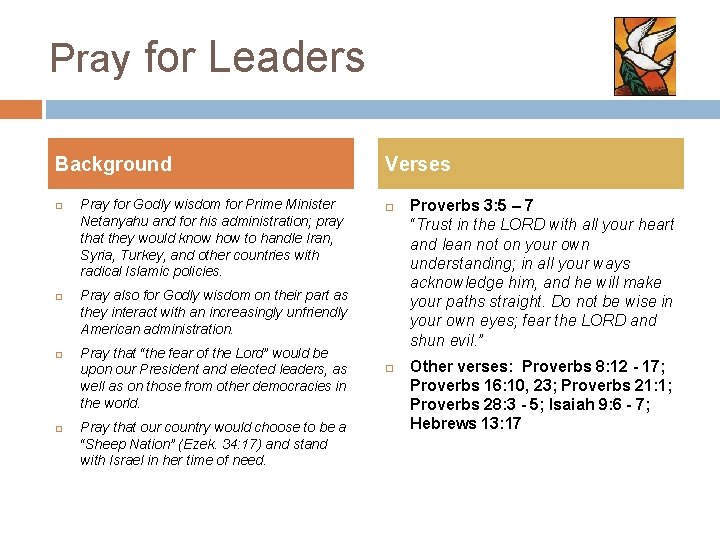 Pray for Leaders Background Pray for Godly wisdom for Prime Minister Netanyahu and for Pray for Leaders Background Pray for Godly wisdom for Prime Minister Netanyahu and for