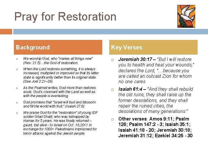 Pray for Restoration Background We worship God, who “makes all things new” (Rev. 21: Pray for Restoration Background We worship God, who “makes all things new” (Rev. 21: