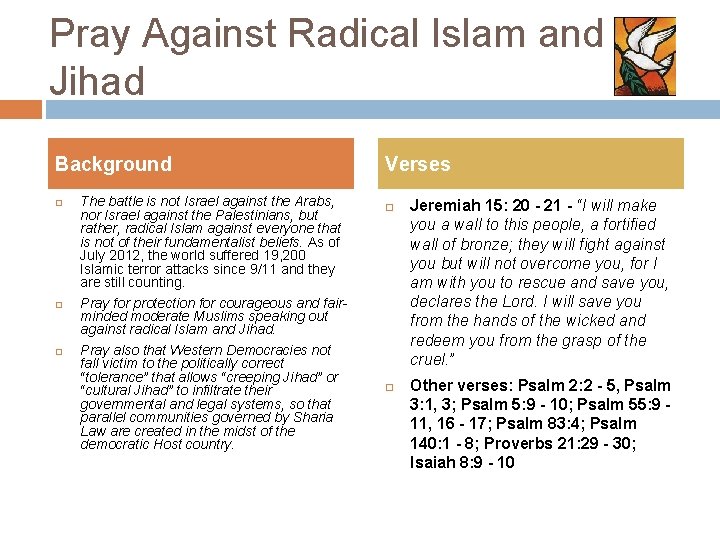 Pray Against Radical Islam and Jihad Background The battle is not Israel against the Pray Against Radical Islam and Jihad Background The battle is not Israel against the