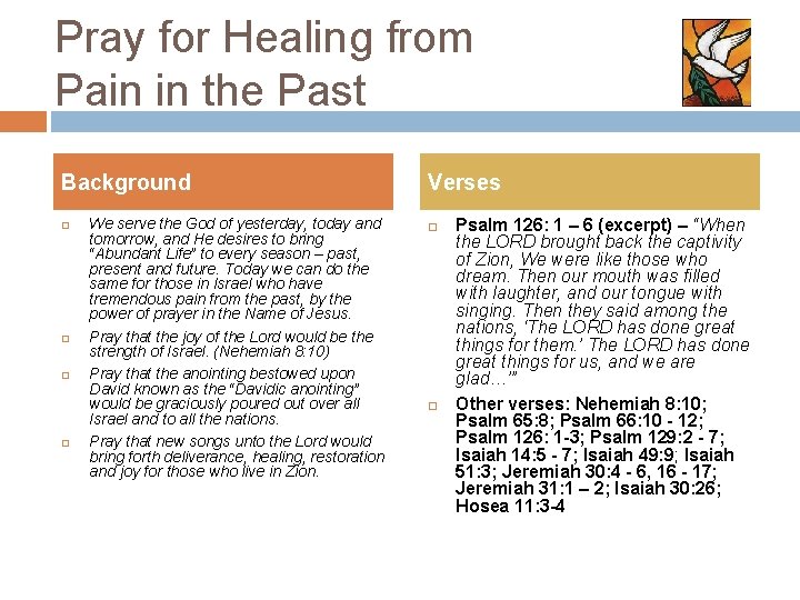 Pray for Healing from Pain in the Past Background We serve the God of Pray for Healing from Pain in the Past Background We serve the God of