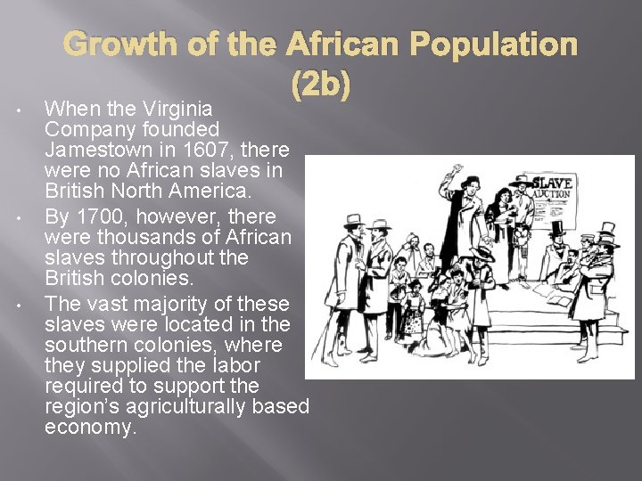 Growth of the African Population (2 b) • • • When the Virginia Company