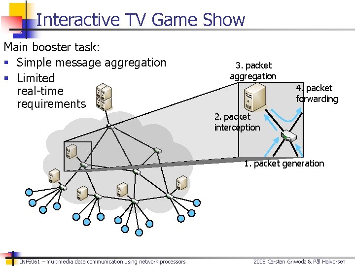 Interactive TV Game Show Main booster task: § Simple message aggregation § Limited real-time