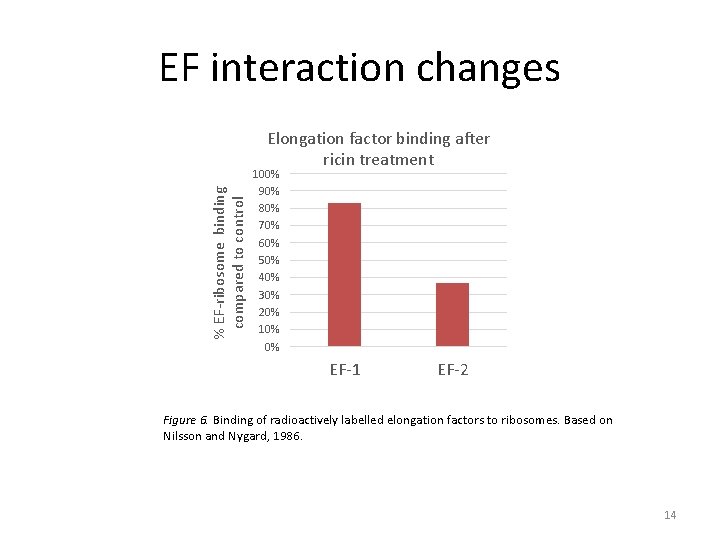 EF interaction changes % EF-ribosome binding compared to control Elongation factor binding after ricin