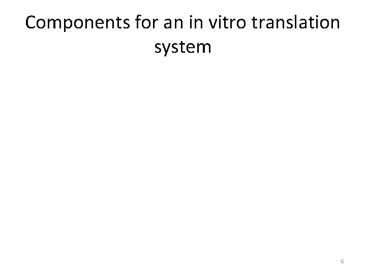 Components for an in vitro translation system 6 