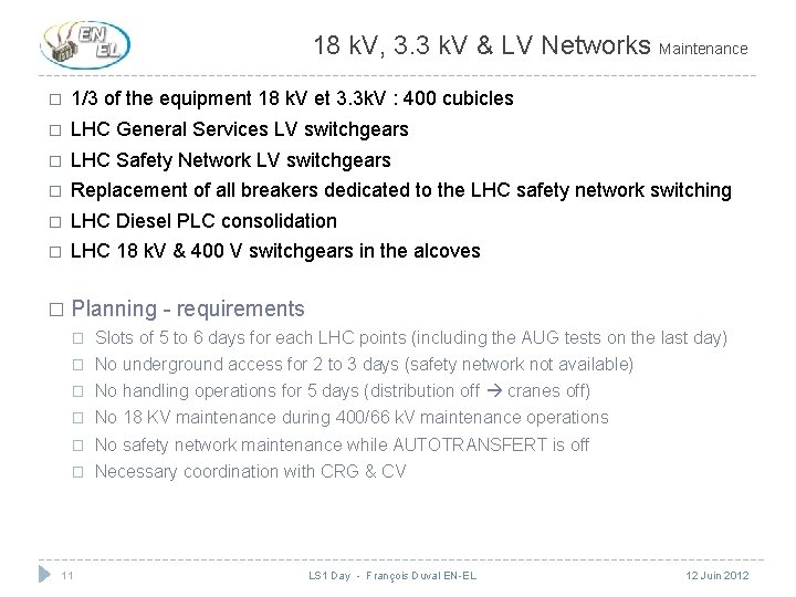 18 k. V, 3. 3 k. V & LV Networks Maintenance � 1/3 of