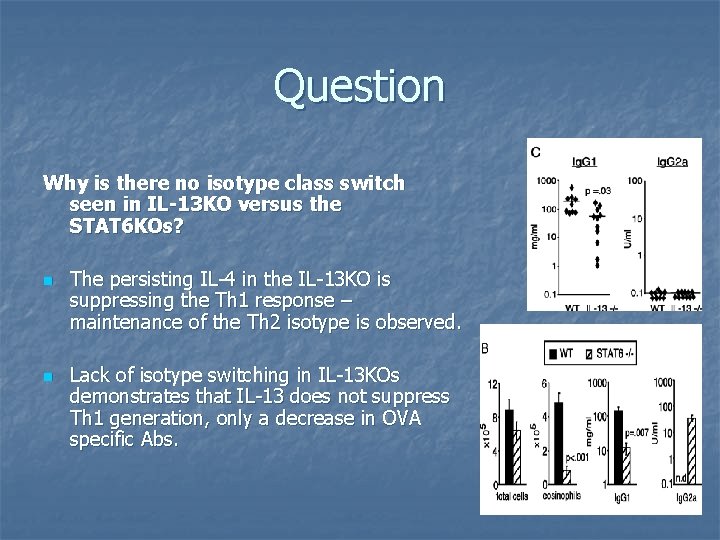 Question Why is there no isotype class switch seen in IL-13 KO versus the