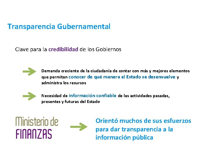 Transparencia Gubernamental Clave para la credibilidad de los Gobiernos Demanda creciente de la ciudadanía