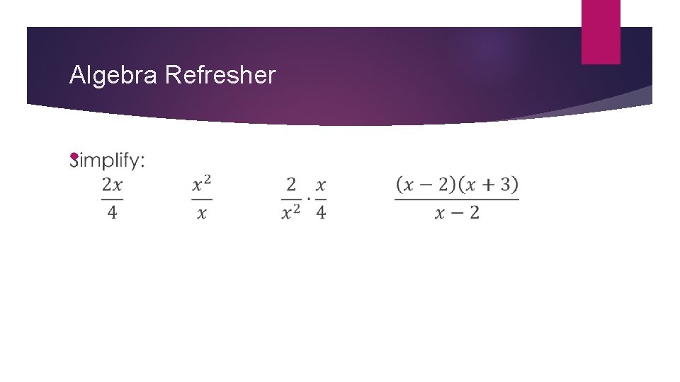 Algebra Refresher 