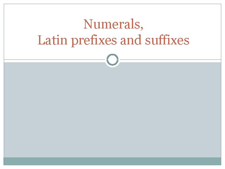 Numerals, Latin prefixes and suffixes 