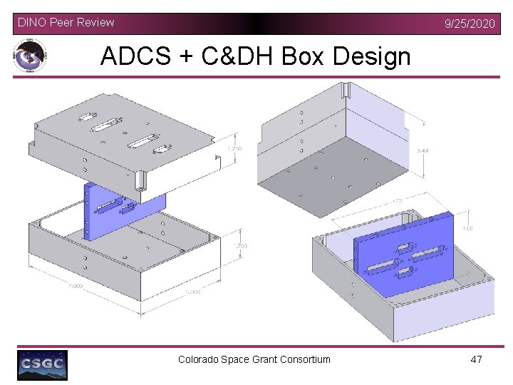 DINO Peer Review 9/25/2020 ADCS + C&DH Box Design Colorado Space Grant Consortium 47