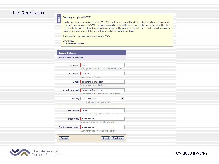 User Registration How does it work? 