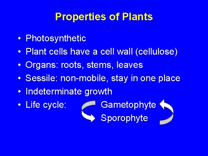 Properties of Plants • • • Photosynthetic Plant cells have a cell wall (cellulose)