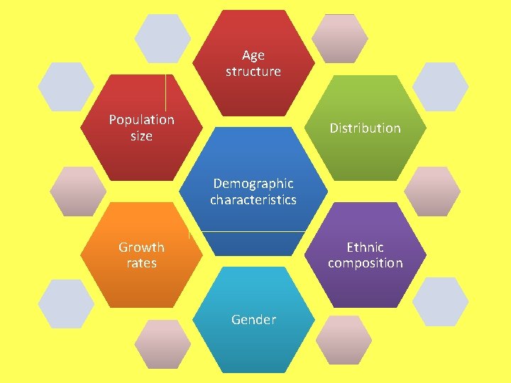 Age structure Population size Distribution Demographic characteristics Ethnic composition Growth rates Gender 