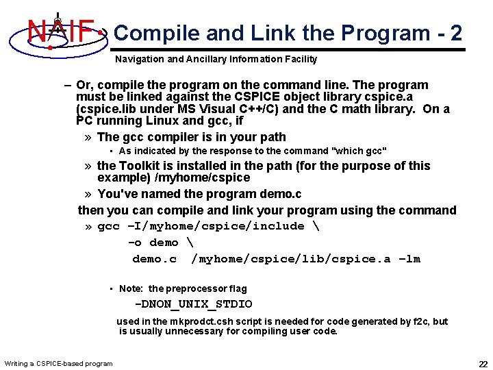 N IF Compile and Link the Program - 2 Navigation and Ancillary Information Facility