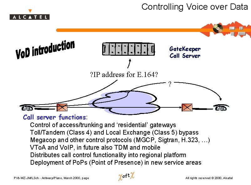 Controlling Voice over Data Gate. Keeper Call Server ? IP address for E. 164?