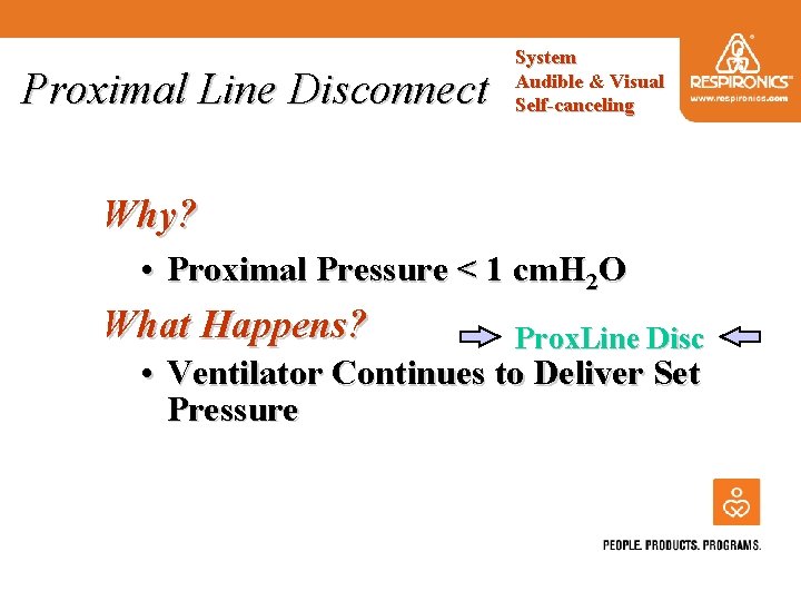 Proximal Line Disconnect System Audible & Visual Self-canceling Why? • Proximal Pressure < 1