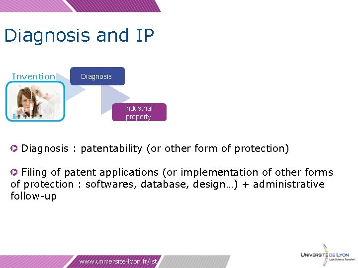 Diagnosis and IP Invention Diagnosis Industrial property Diagnosis : patentability (or other form of