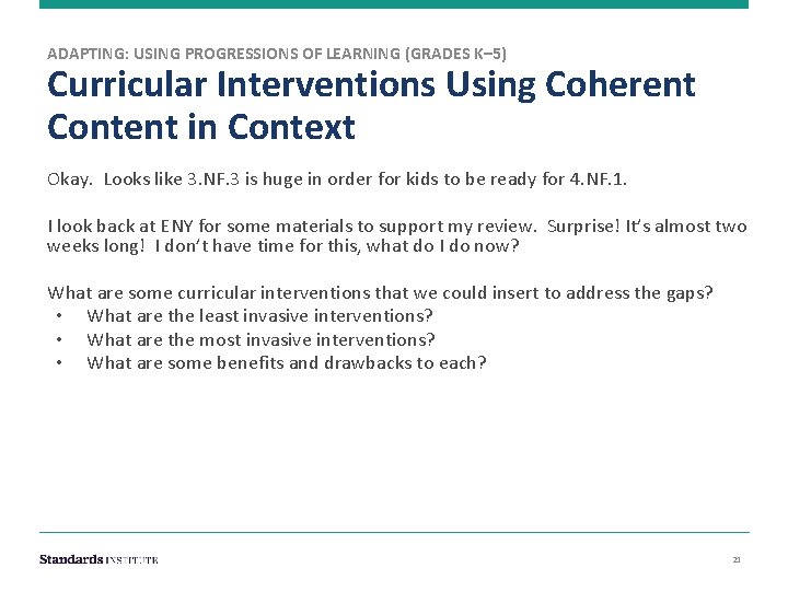 ADAPTING: USING PROGRESSIONS OF LEARNING (GRADES K– 5) Curricular Interventions Using Coherent Content in