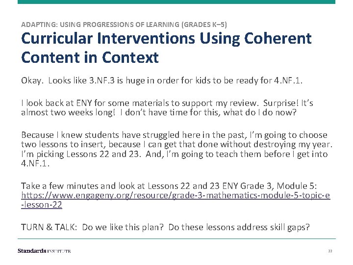 ADAPTING: USING PROGRESSIONS OF LEARNING (GRADES K– 5) Curricular Interventions Using Coherent Content in