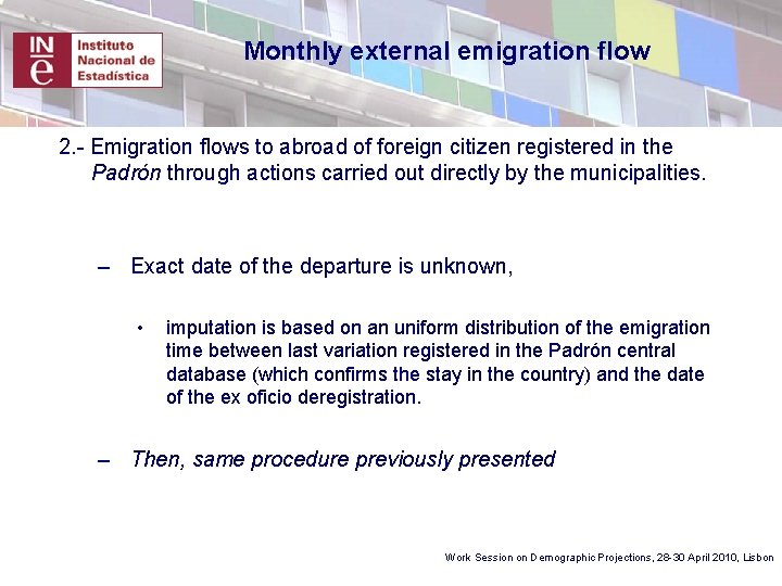 Monthly external emigration flow 2. - Emigration flows to abroad of foreign citizen registered