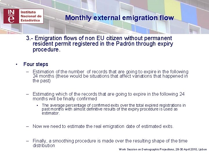 Monthly external emigration flow 3. - Emigration flows of non EU citizen without permanent