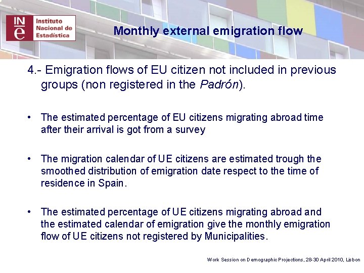 Monthly external emigration flow 4. - Emigration flows of EU citizen not included in