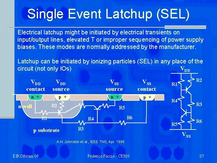 Single Event Latchup (SEL) Electrical latchup might be initiated by electrical transients on input/output