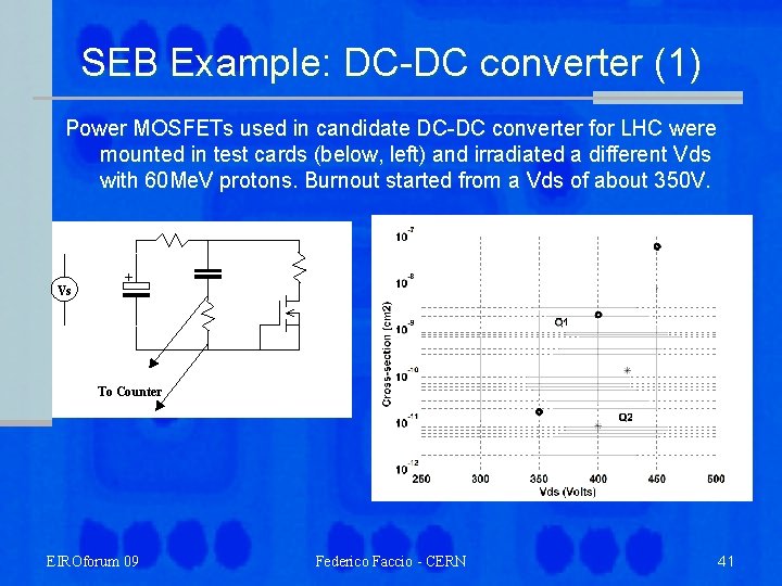 SEB Example: DC-DC converter (1) Power MOSFETs used in candidate DC-DC converter for LHC