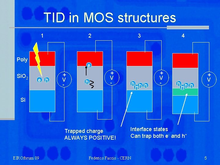 TID in MOS structures 1 2 Poly Si. O 2 4 3 e e