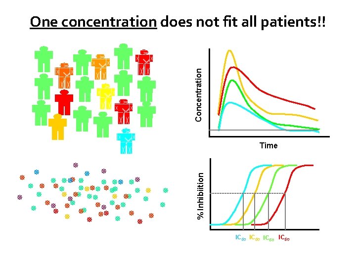 Concentration One concentration does not fit all patients!! Time % Inhibiition IC 50 