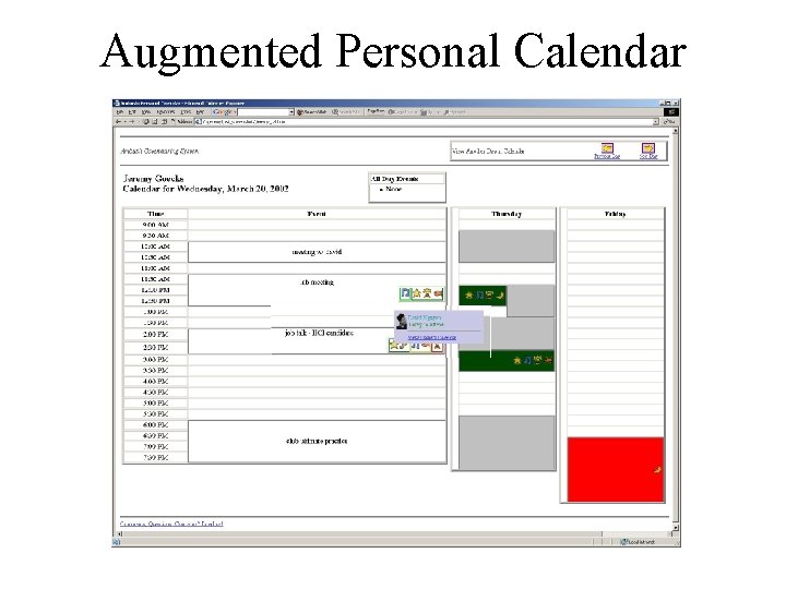 Augmented Personal Calendar Augmented Personal Calendar