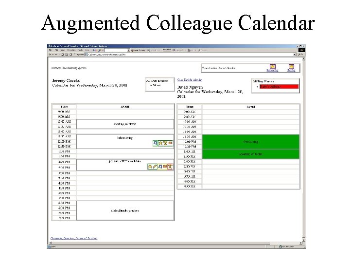 Augmented Colleague Calendar Augmented Colleague Calendar